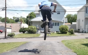 Billy Kennedy showing the tuck phase of a bunnyhop 360